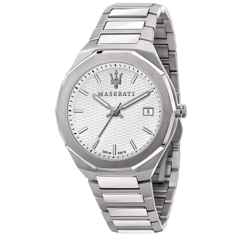 Maserati Stile White Dial Silver Steel Strap Watch